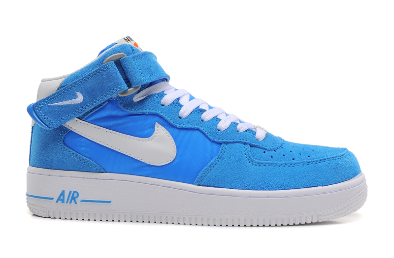 nike air force haute 2013 chaussures des hommes de fourrure blanc bleu (1)